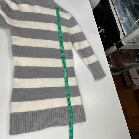 Bebe O Angora Blend Sweater Turtleneck Gray White Striped 3/4 Sleeve S VTG Y2K - Picture 8 of 10